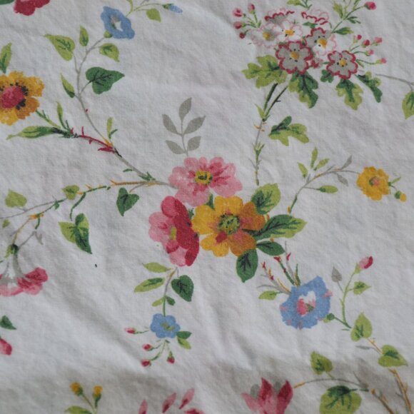 Vintage Ralph Lauren White Floral QUEEN FLAT SHEET 100% Cotton PAKISTAN - Picture 2 of 5